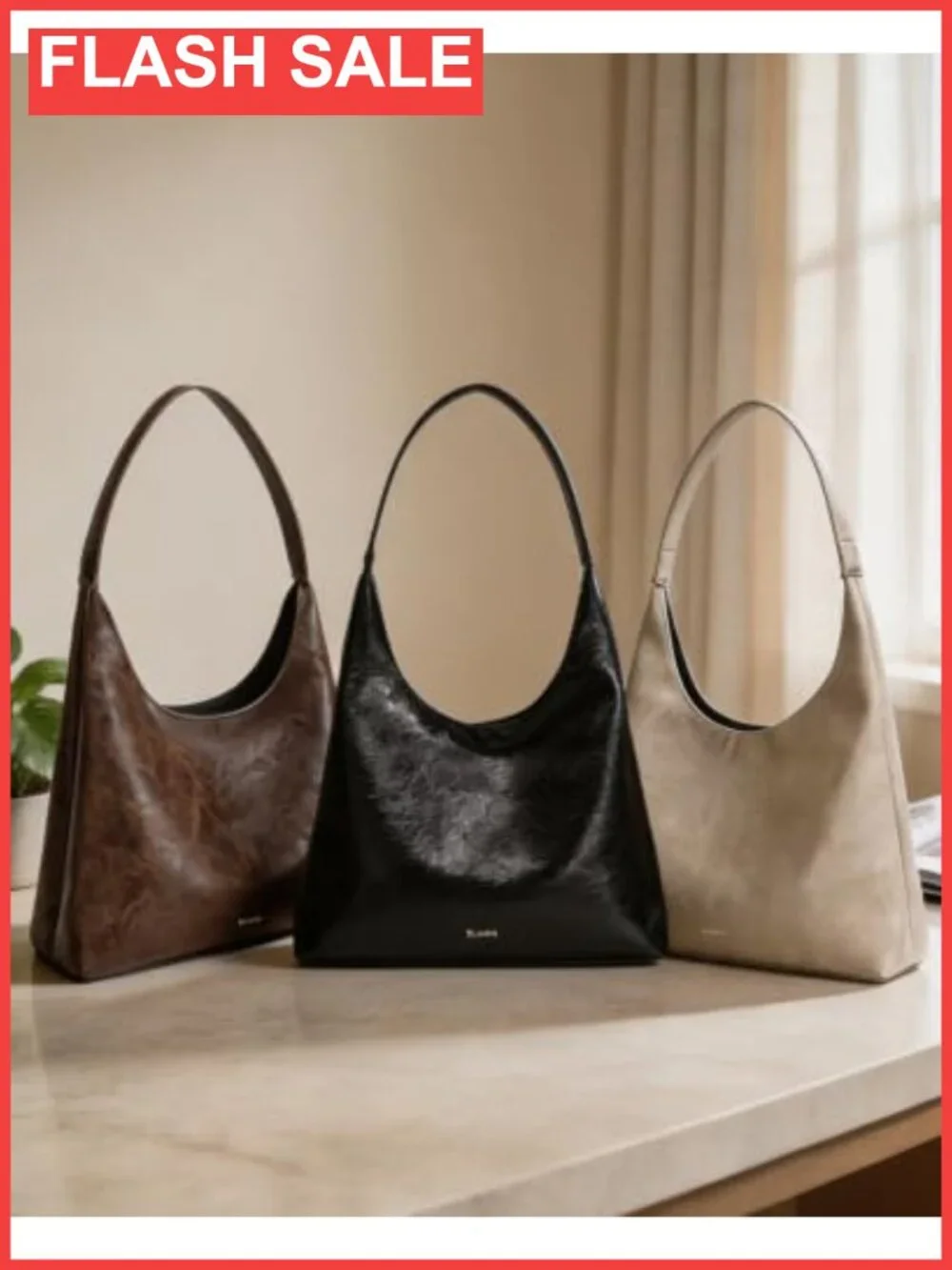 Vegan Leather Hobo Bag, Shoulder Tote, Slouchy Faux Leather Purse